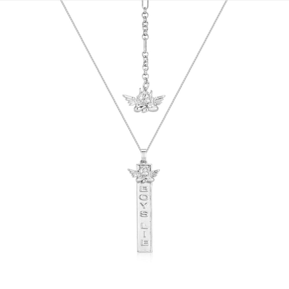 BOYS LIE x LUV AJ The Suzi Angel Necklace in Silver - NWT ($115 Retail)